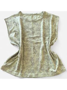 Aerie Oversized Green Tropical Print Muscle Sweater Tee, Size Medium, 25” ptp